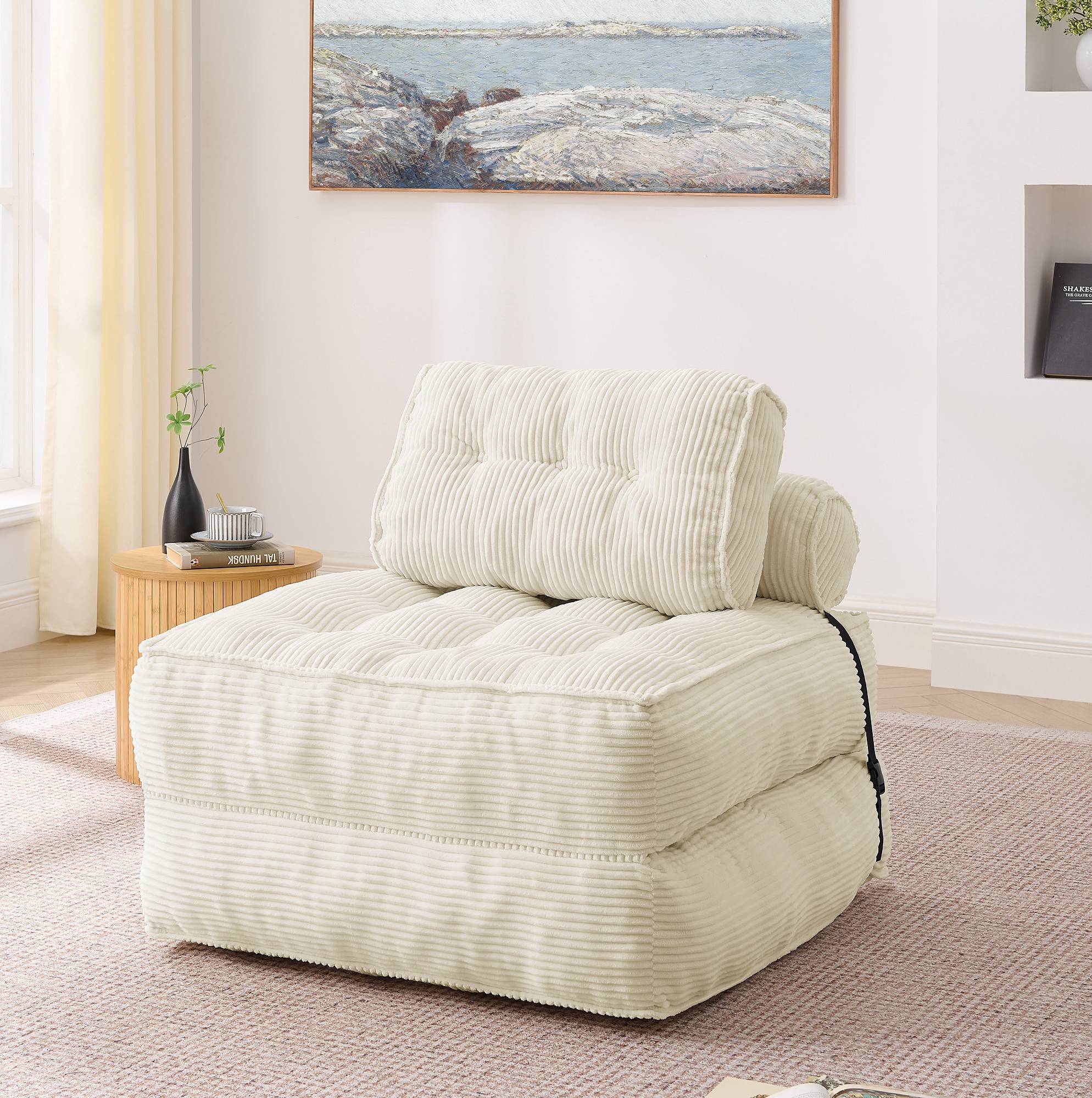 Sans Marque - Canapé‑Lit Pliant 3‑en‑1 Velours Côtelé, Fauteuil Gain de Place Sans Montage, Lit d’appoint Invité pour Petit Appartement Salon Chambre - Image 1
