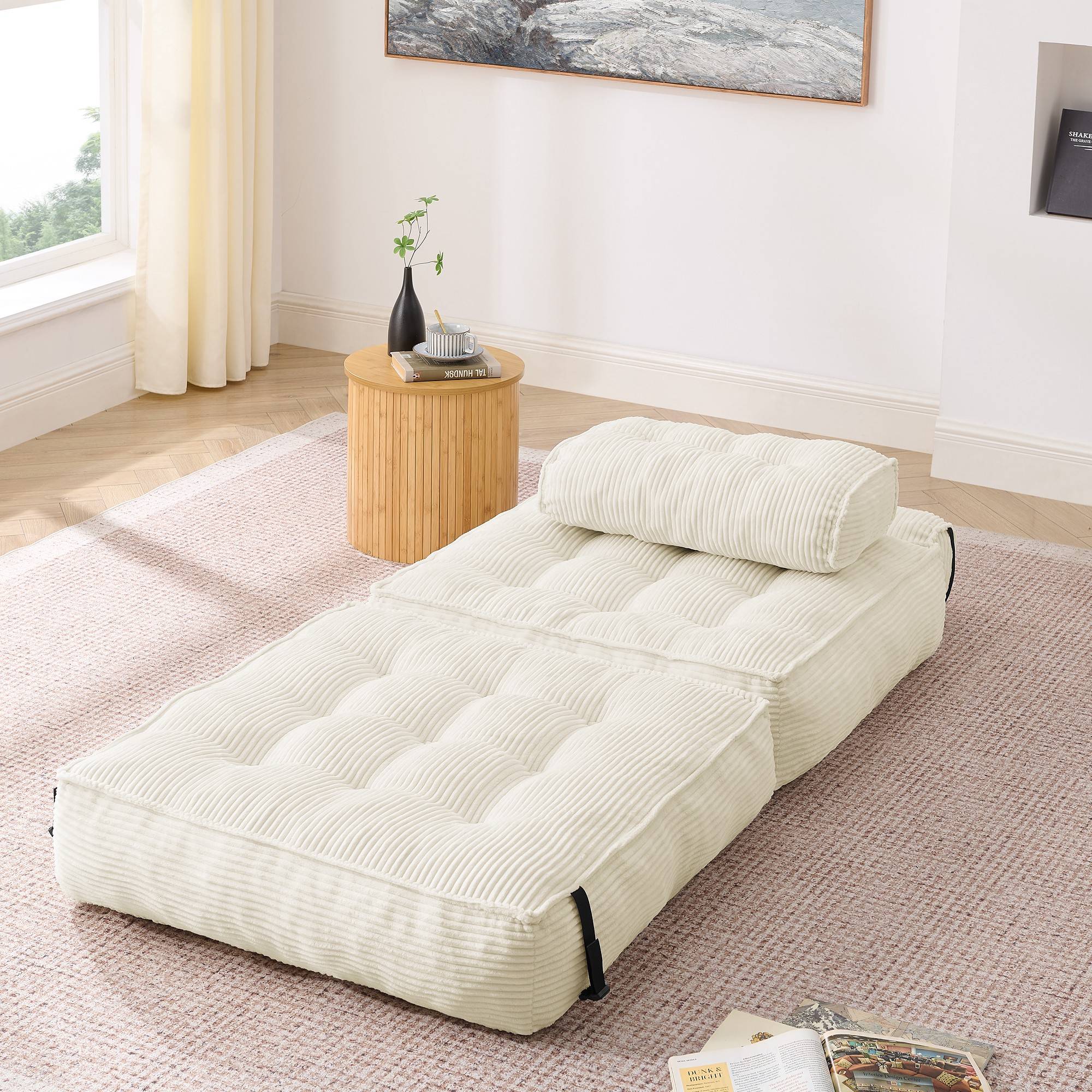 Sans Marque - Canapé‑Lit Pliant 3‑en‑1 Velours Côtelé, Fauteuil Gain de Place Sans Montage, Lit d’appoint Invité pour Petit Appartement Salon Chambre - Image 3