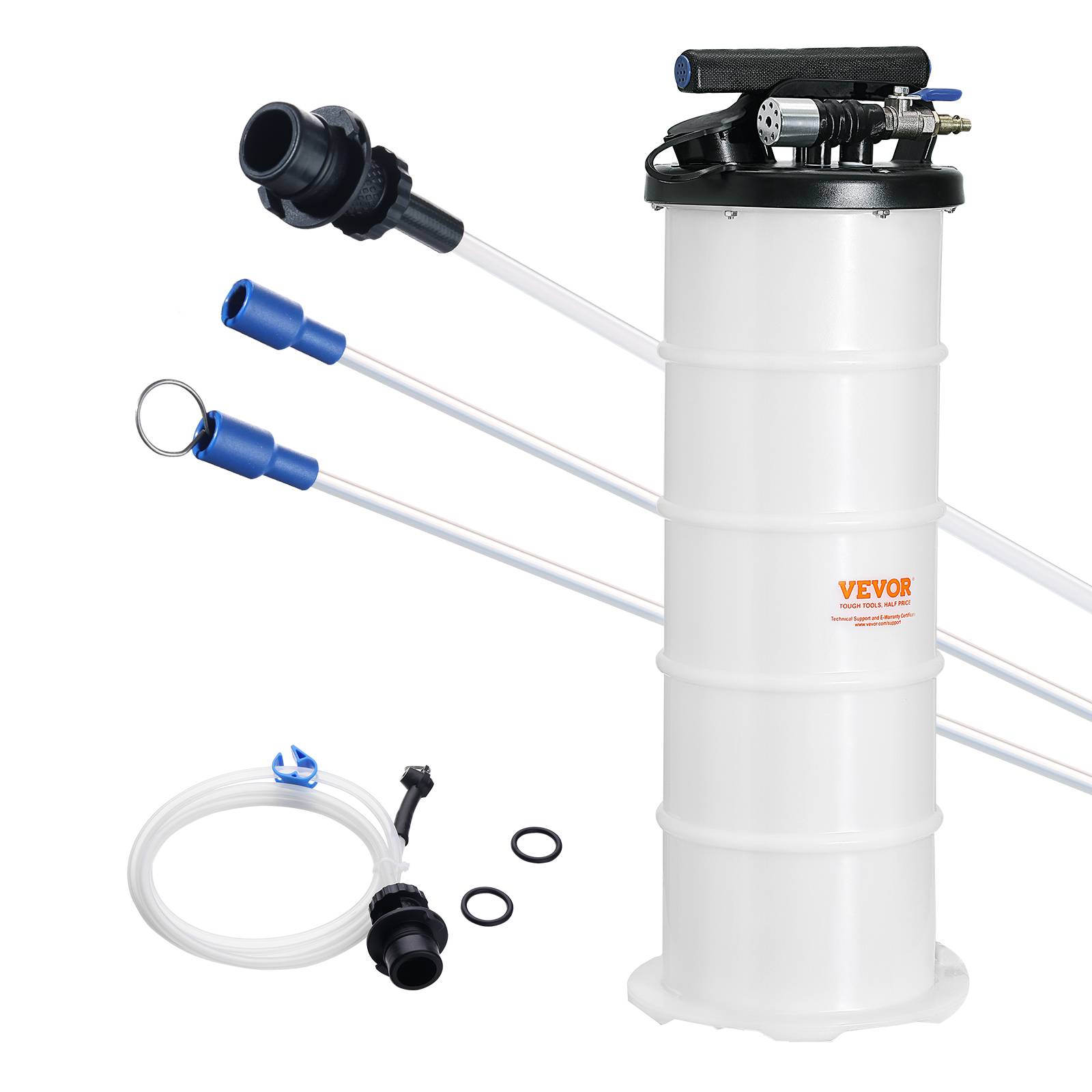 VEVOR Extracteur fluide 6,5L pompe aspiration vidange huile moteur pneumatique/manuel, jauge. - Image 1