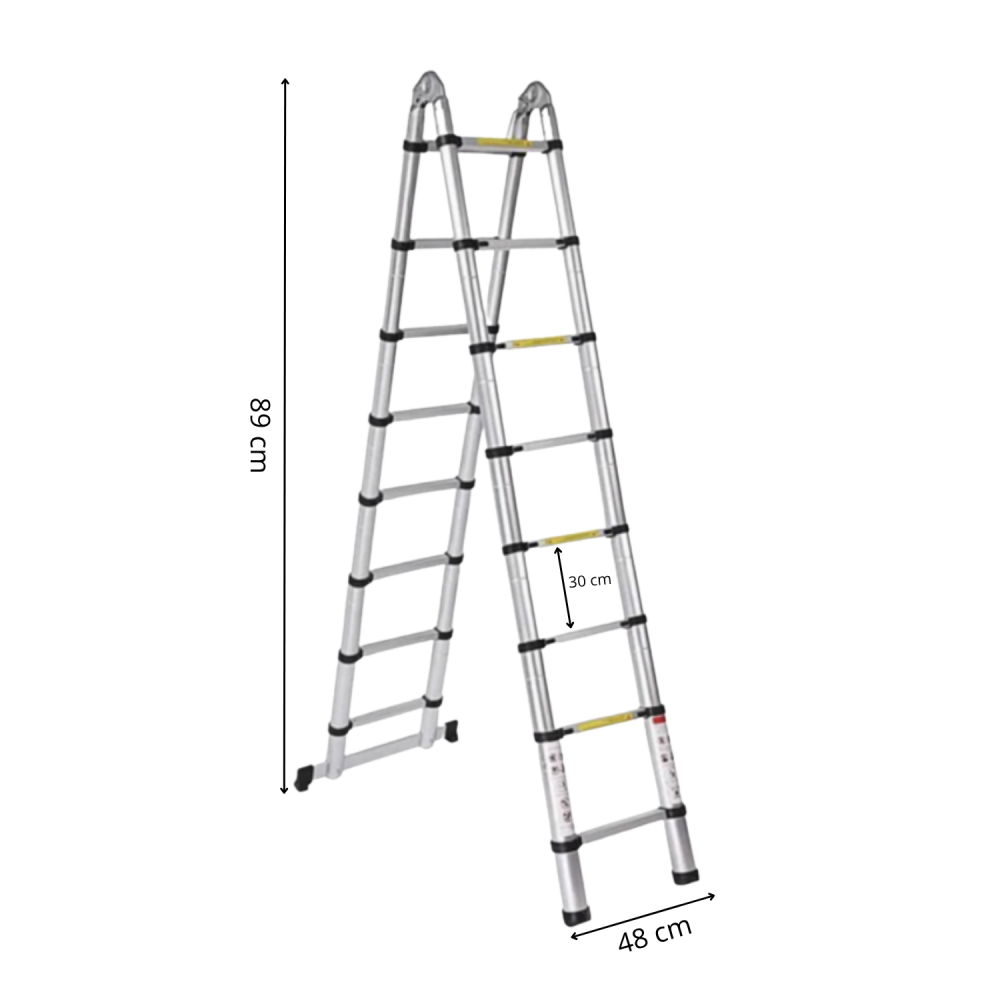 Échelle-escabeau Télescopique Woerther 5m / 2,50m – Alu 7175T6, Garantie 5 Ans