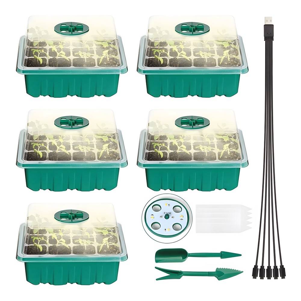 Kit de germination - Set de 5 Plateaux pour semis avec lumière LED de croissance