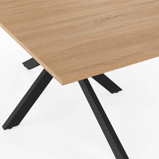 Table à manger rectangle ALIX 8 personnes pied araignée bois et noir 160 cm - Image 5