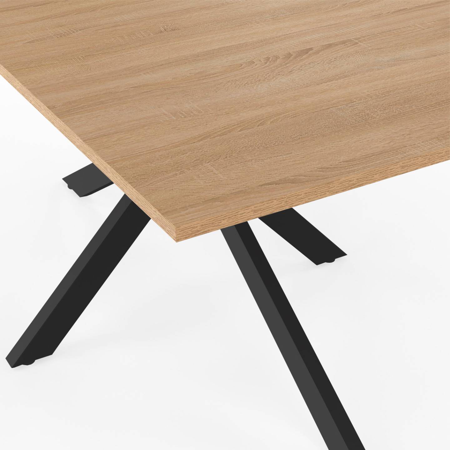 Table à manger rectangle ALIX 8 personnes pied araignée bois et noir 160 cm - Image 5