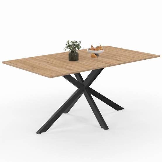 Table à manger rectangle ALIX 8 personnes pied araignée bois et noir 160 cm - Image 2