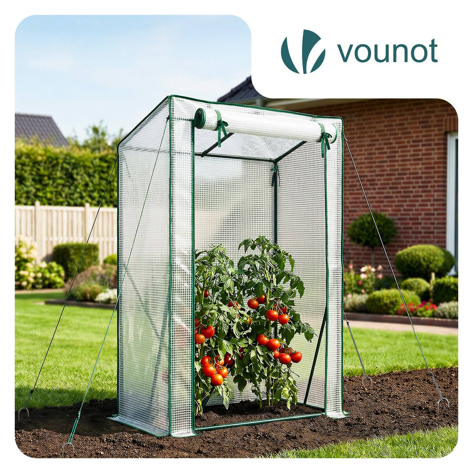 Serre de jardin Serre tomates avec grande porte enroulable bache PE renforcee 135g/m2 100x50x150cm Blanc - Image 4