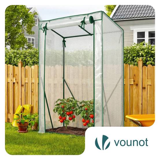 Serre de jardin Serre tomates avec grande porte enroulable bache PE renforcee 135g/m2 100x50x150cm Blanc - Image 6
