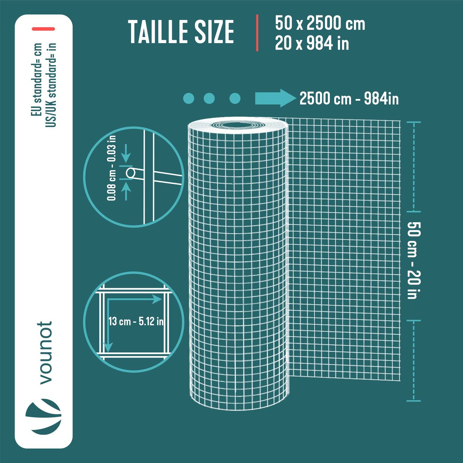 Grillage soudé plastifié PVC rouleau 0.5x25m gris - Maille 13mm Fil 0.8mm - Treillis et clôture métallique VOUNOT® - Image 3