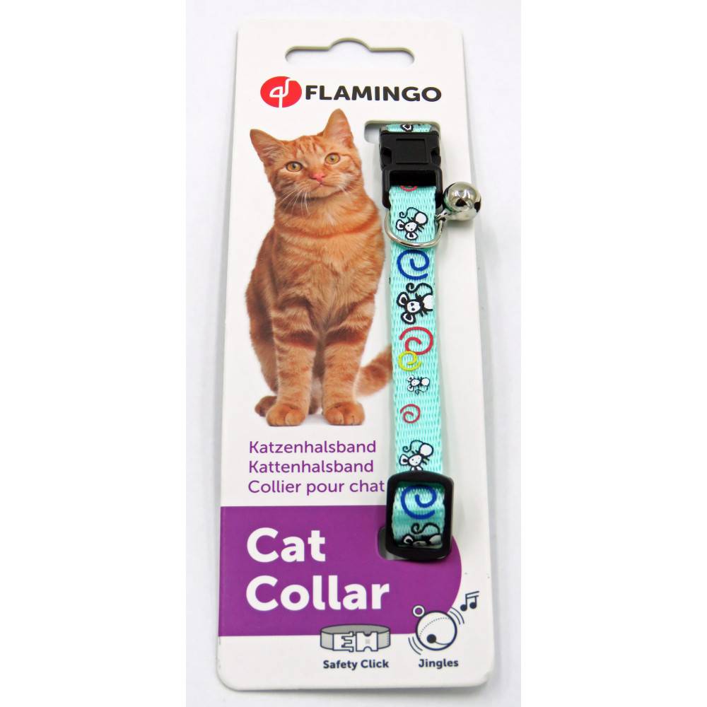 Collier réglable de 20 à 35 cm turquoise avec motif souris pour chat - Image 3
