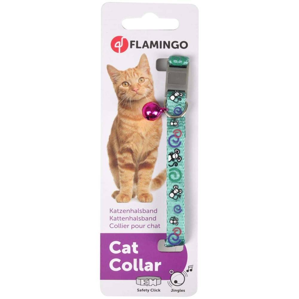 Collier réglable de 20 à 35 cm turquoise avec motif souris pour chat - Image 4