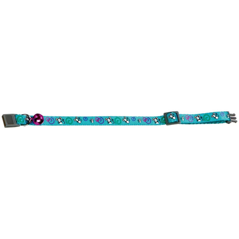 Collier réglable de 20 à 35 cm turquoise avec motif souris pour chat - Image 2