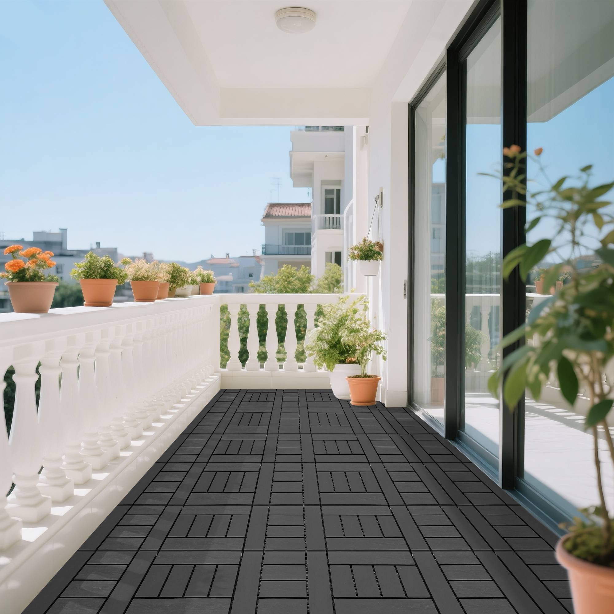 Dalles de terrasse clipsables polypropylène jardin balcon drainage 30x30 gris foncé - ComfortXL Outdoor Living - Image 6