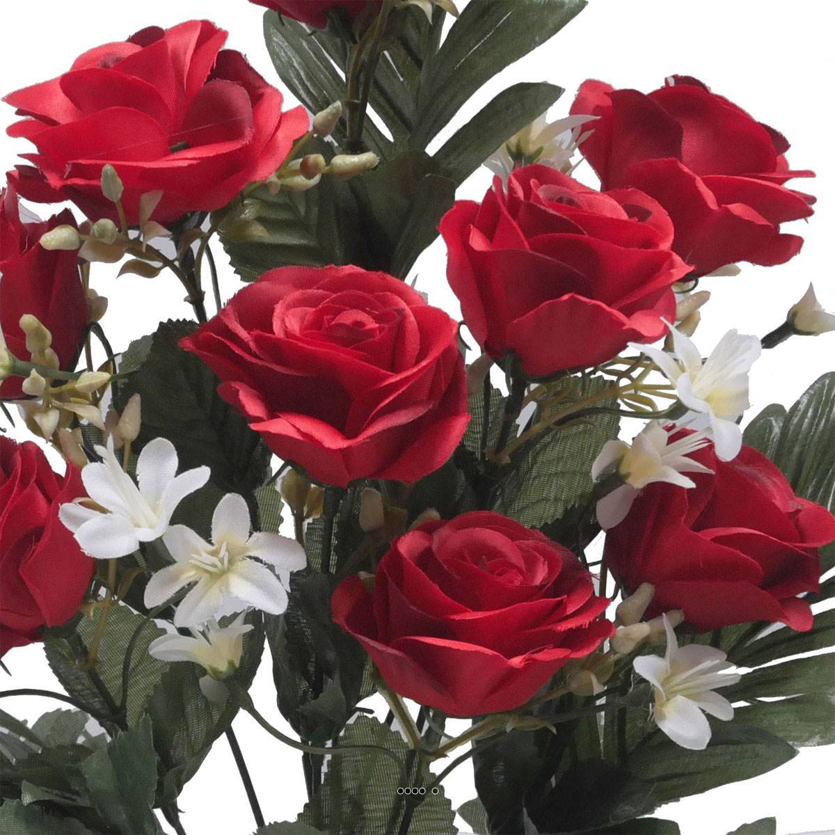 Artificielles - Jardinière fleurs artificielles Rose et Mini fleurs Rouge pour la Toussaint - couleur: Rouge 755 - Imagen 3