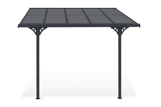 Cazeboo Pergola/Carport adossée 9m² KLEO 3x3 m gris - toit terrasse en aluminium et polycarbonate - Image 4