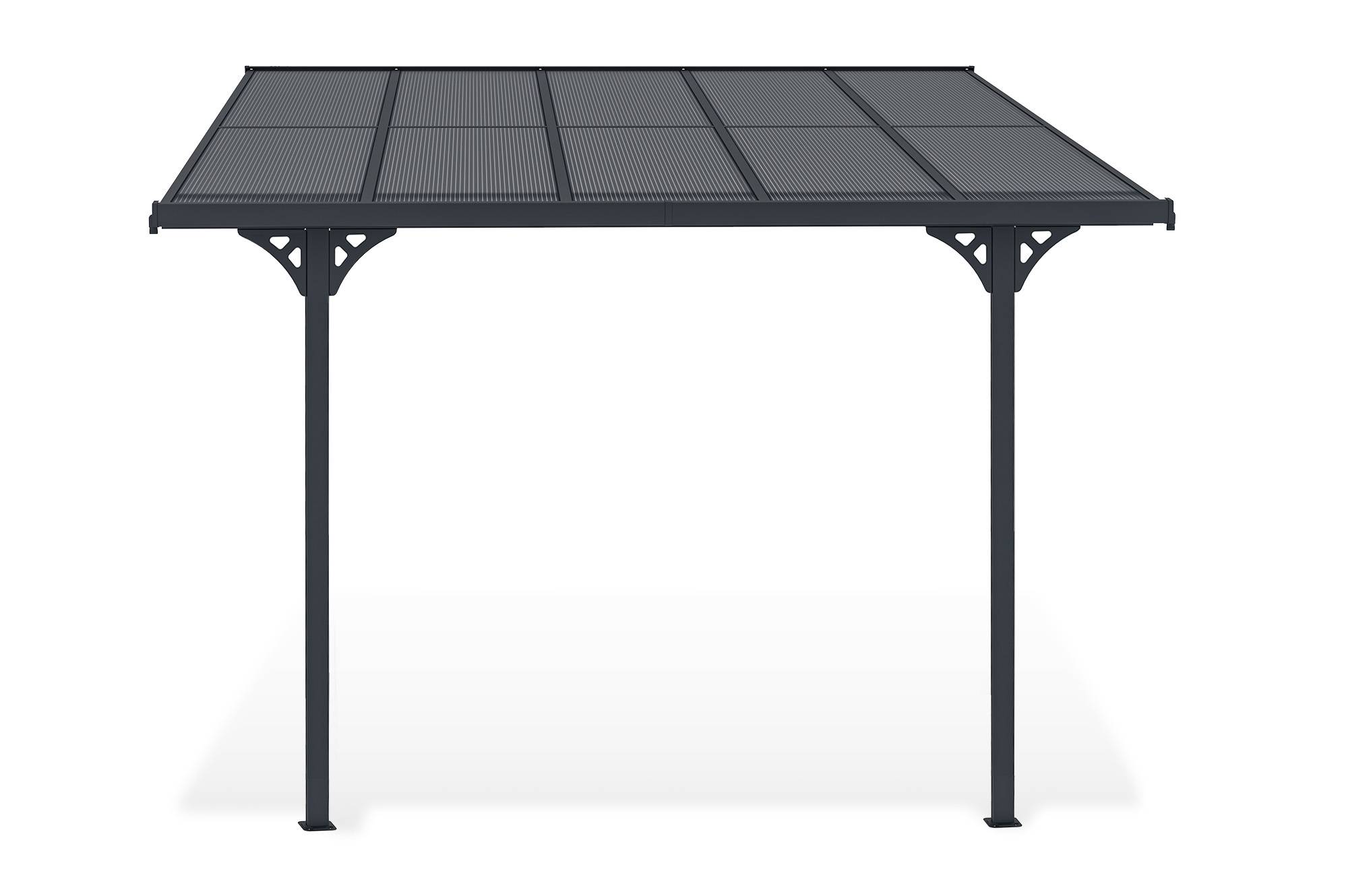 Cazeboo Pergola/Carport adossée 9m² KLEO 3x3 m gris - toit terrasse en aluminium et polycarbonate - Image 4