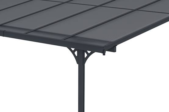 Cazeboo Pergola/Carport adossée 9m² KLEO 3x3 m gris - toit terrasse en aluminium et polycarbonate - Image 7