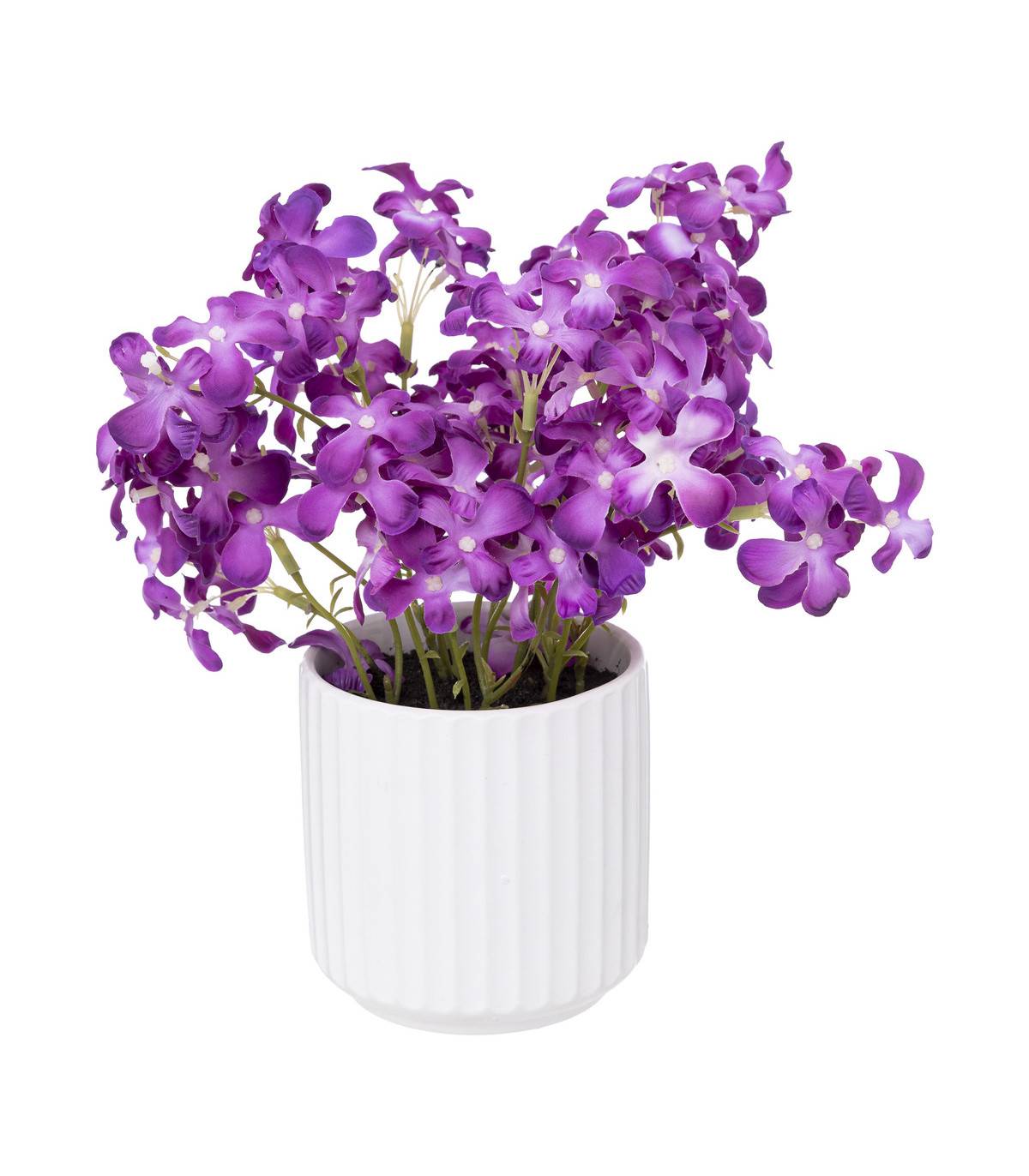 Plante artificielle Violette des bois Pot en céramique blanche H 27 cm - Imagen 1