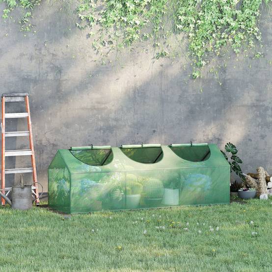 Outsunny - Mini serre de jardin 180x60x60cm 3 fenêtres zippées et enroulables couverture plastique cadre acier vert foncé - Outsunny - Image 4