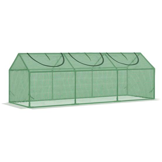 Outsunny - Mini serre de jardin 180x60x60cm 3 fenêtres zippées et enroulables couverture plastique cadre acier vert foncé - Outsunny - Image 1