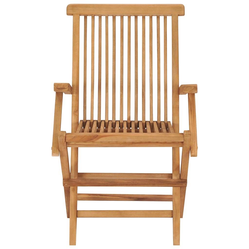 Lot de 2 Chaises de jardin et coussins - Chaises d'extérieur - Fauteuils de jardin blanc crème Teck massif-JU12634 - Image 5