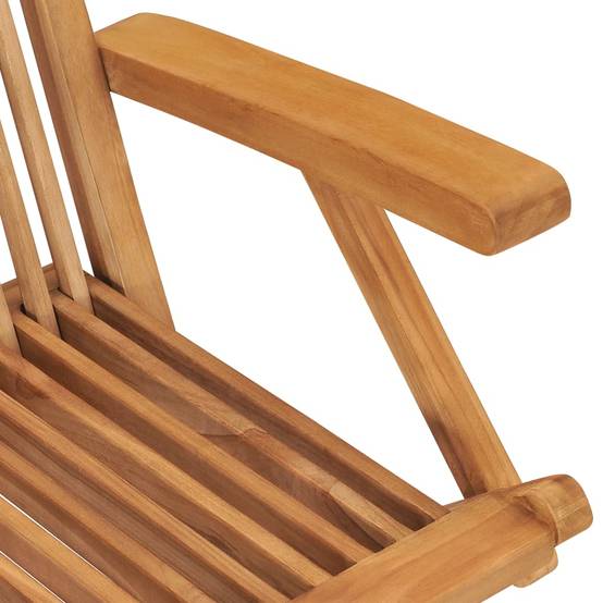 Lot de 2 Chaises de jardin et coussins - Chaises d'extérieur - Fauteuils de jardin blanc crème Teck massif-JU12634 - Image 7