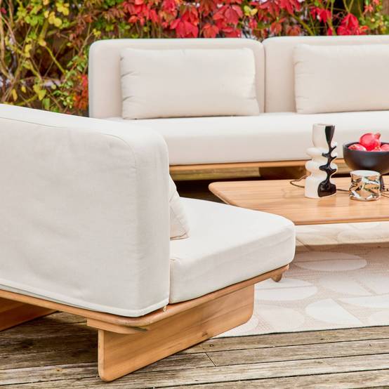 sweeek - Salon de jardin bois d'acacia et tissu beige 4 places - Armonia | sweeek - Image 7