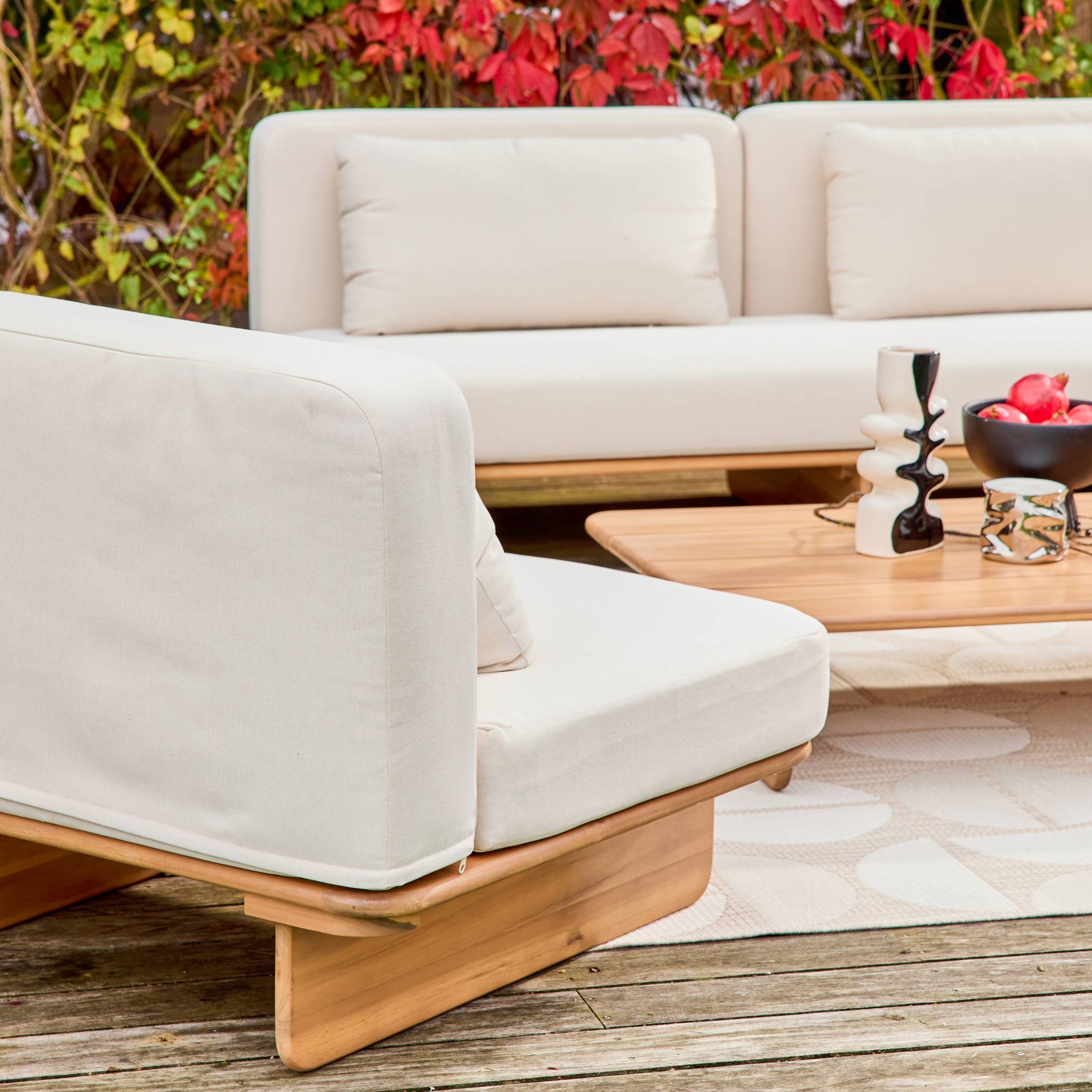 sweeek - Salon de jardin bois d'acacia et tissu beige 4 places - Armonia | sweeek - Image 7