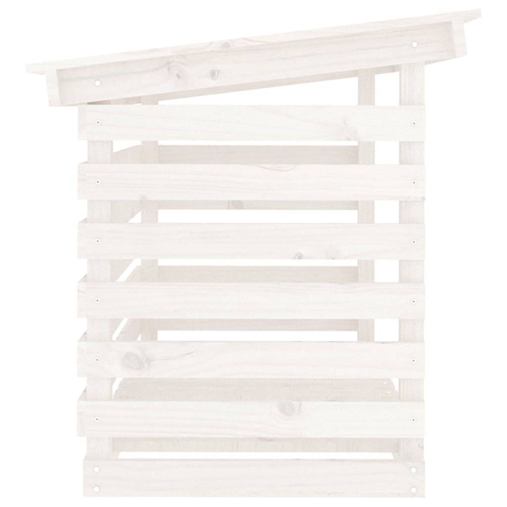 Abri bûches extérieur Bois de Pin Massif avec Toit Stockage bois de chauffage 108x73x79 cm Blanc - ComfortXL Outdoor Living - Image 6