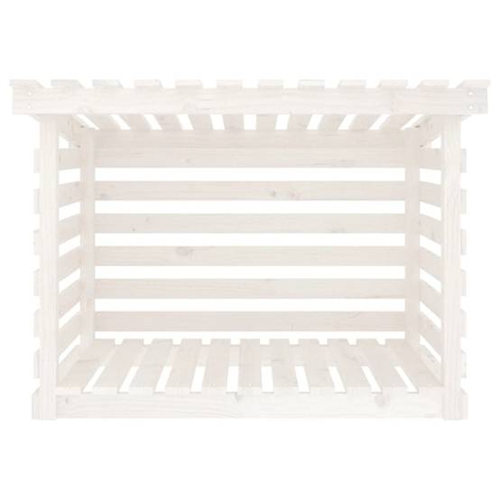 Abri bûches extérieur Bois de Pin Massif avec Toit Stockage bois de chauffage 108x73x79 cm Blanc - ComfortXL Outdoor Living - Image 5