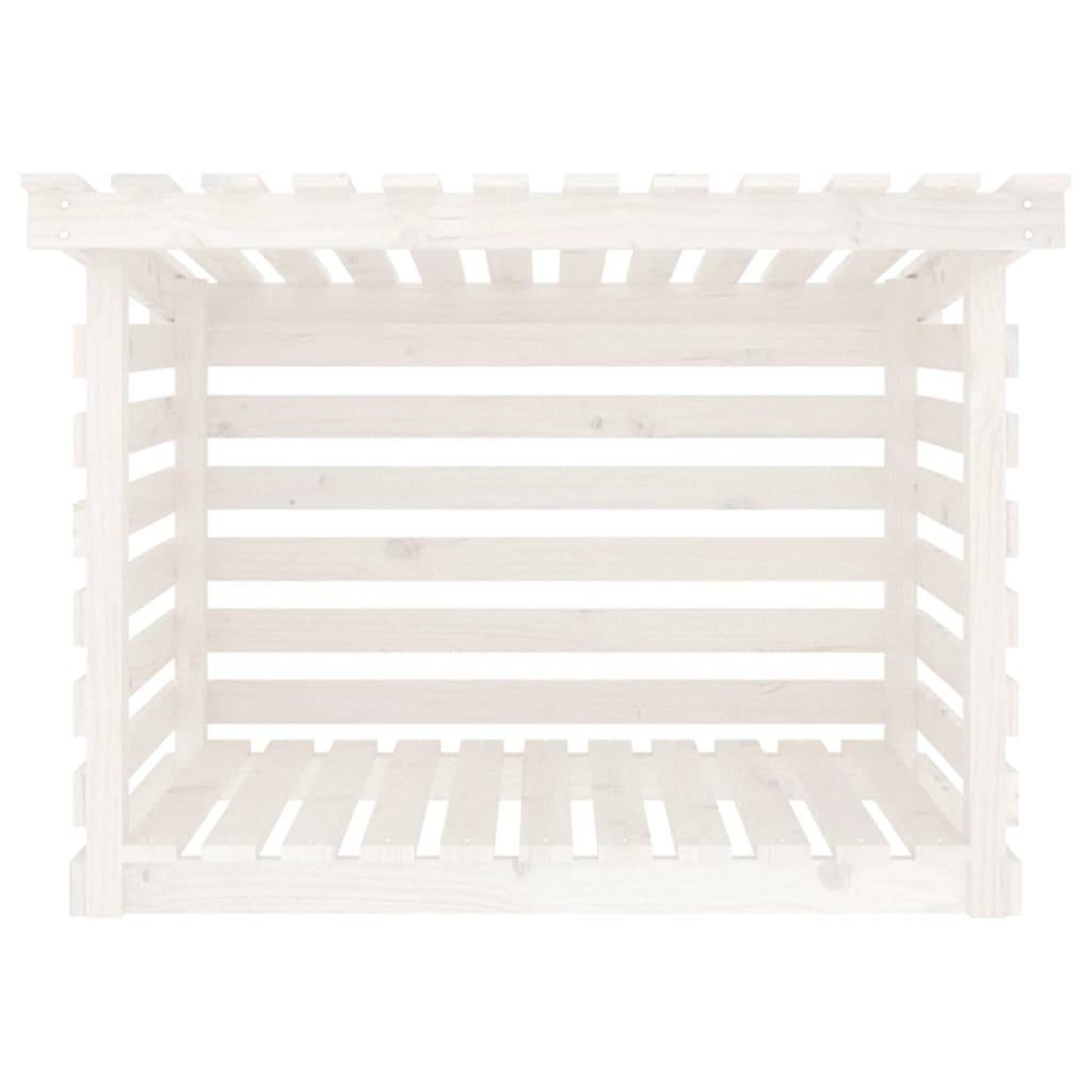 Abri bûches extérieur Bois de Pin Massif avec Toit Stockage bois de chauffage 108x73x79 cm Blanc - ComfortXL Outdoor Living - Image 5