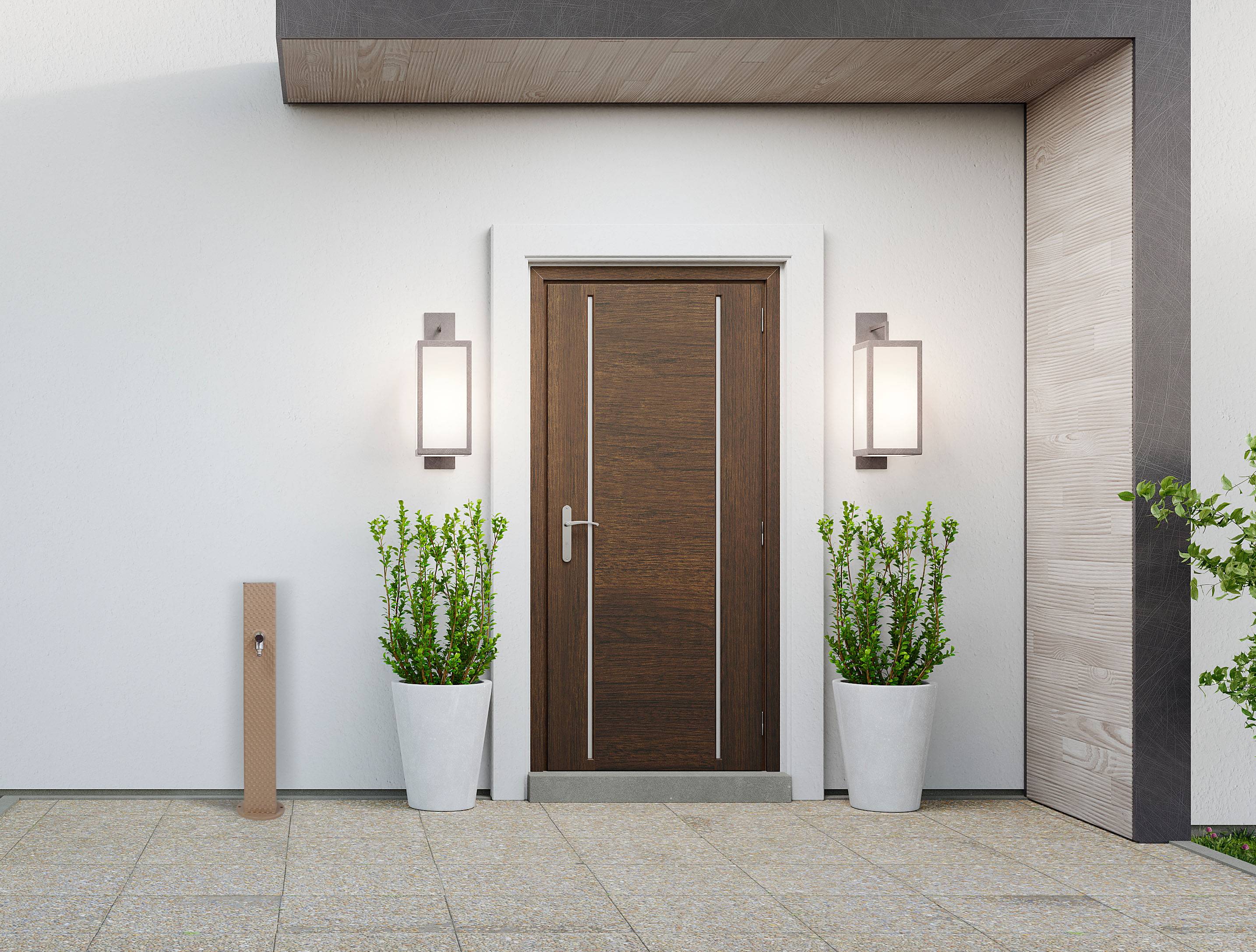 Fontaine borne pixel sans vasque taupe avec robinet rounded Dommartin H. 92cm X L. 20cm - Imagen 6