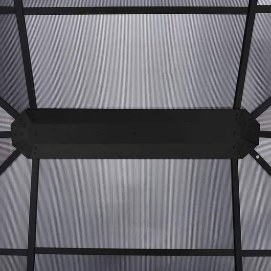 Tonnelle Adossée Aluminium Toit Rigide Polycarbonate avec Rideaux pour Terrasse Anthracite 4x3m – ComfortXL Outdoor Living - Image 8