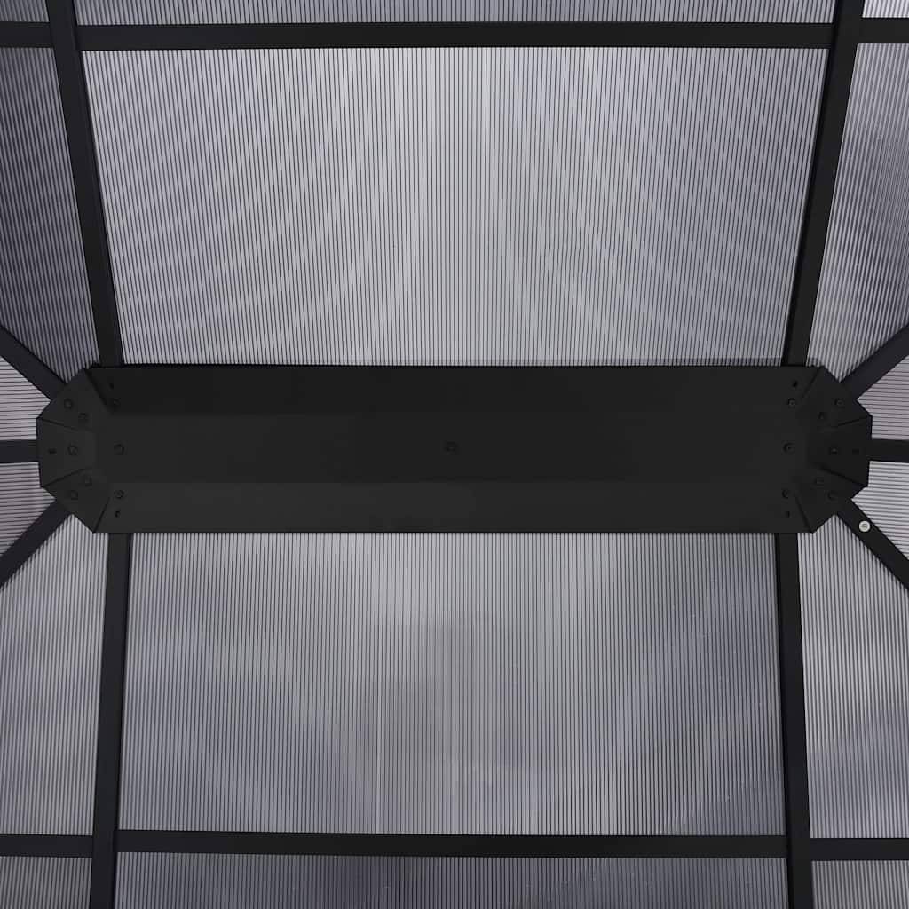Tonnelle Adossée Aluminium Toit Rigide Polycarbonate avec Rideaux pour Terrasse Anthracite 4x3m – ComfortXL Outdoor Living - Image 8