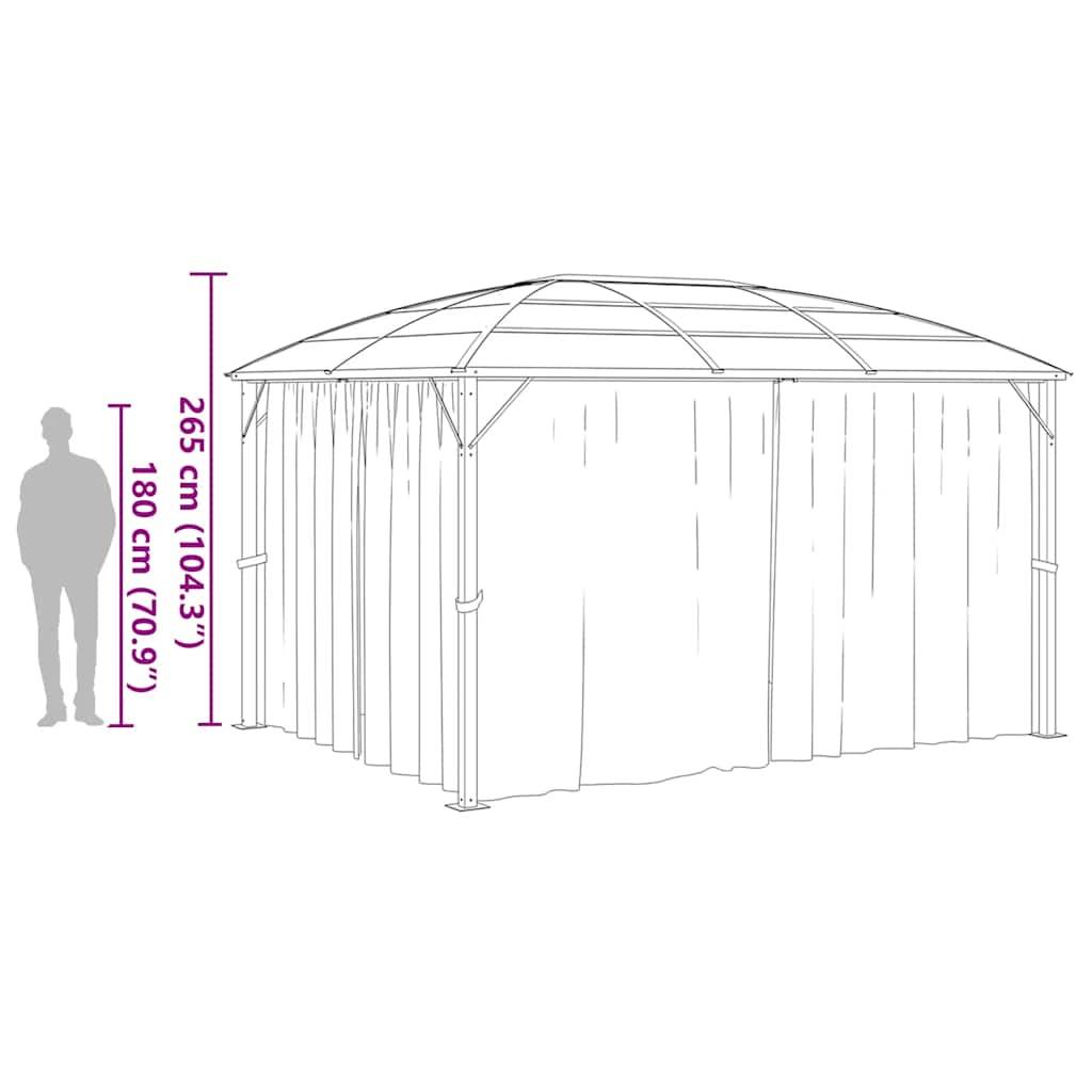 Tonnelle Adossée Aluminium Toit Rigide Polycarbonate avec Rideaux pour Terrasse Anthracite 4x3m – ComfortXL Outdoor Living - Image 9