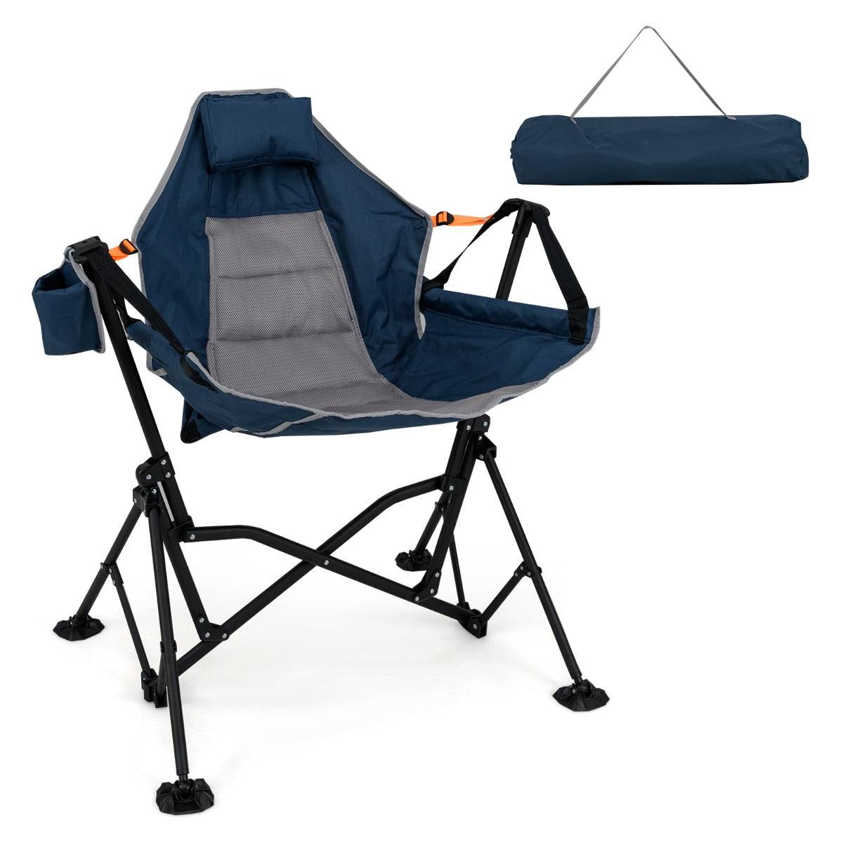 Helloshop26 - chaise hamac de camping pliable 95 x 71 x 90 cm confort rembourré et dossier réglable en tissu oxford bleu