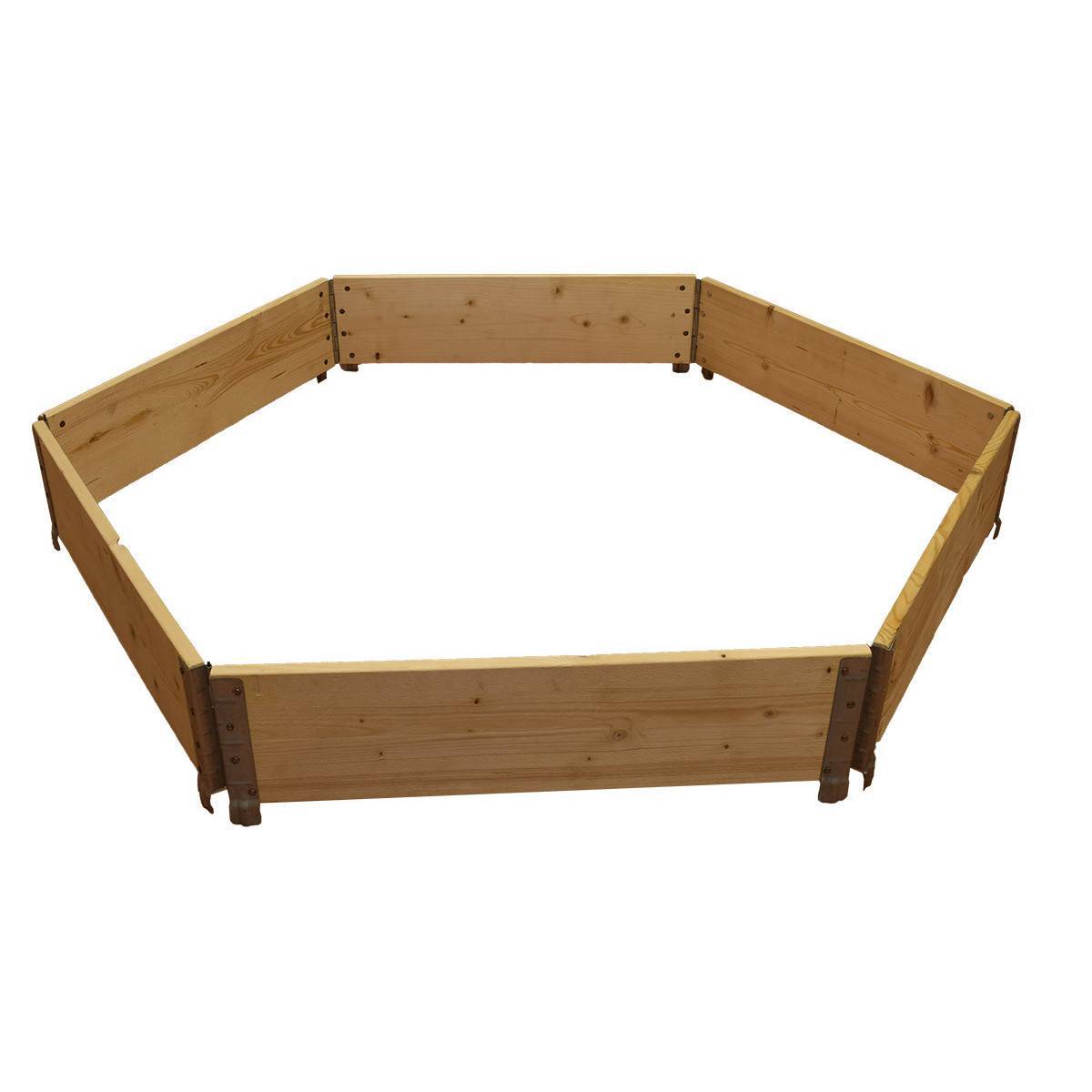 Carré potager de forme hexagonale en bois naturel avec 6 cotés de 800mm - Image 1