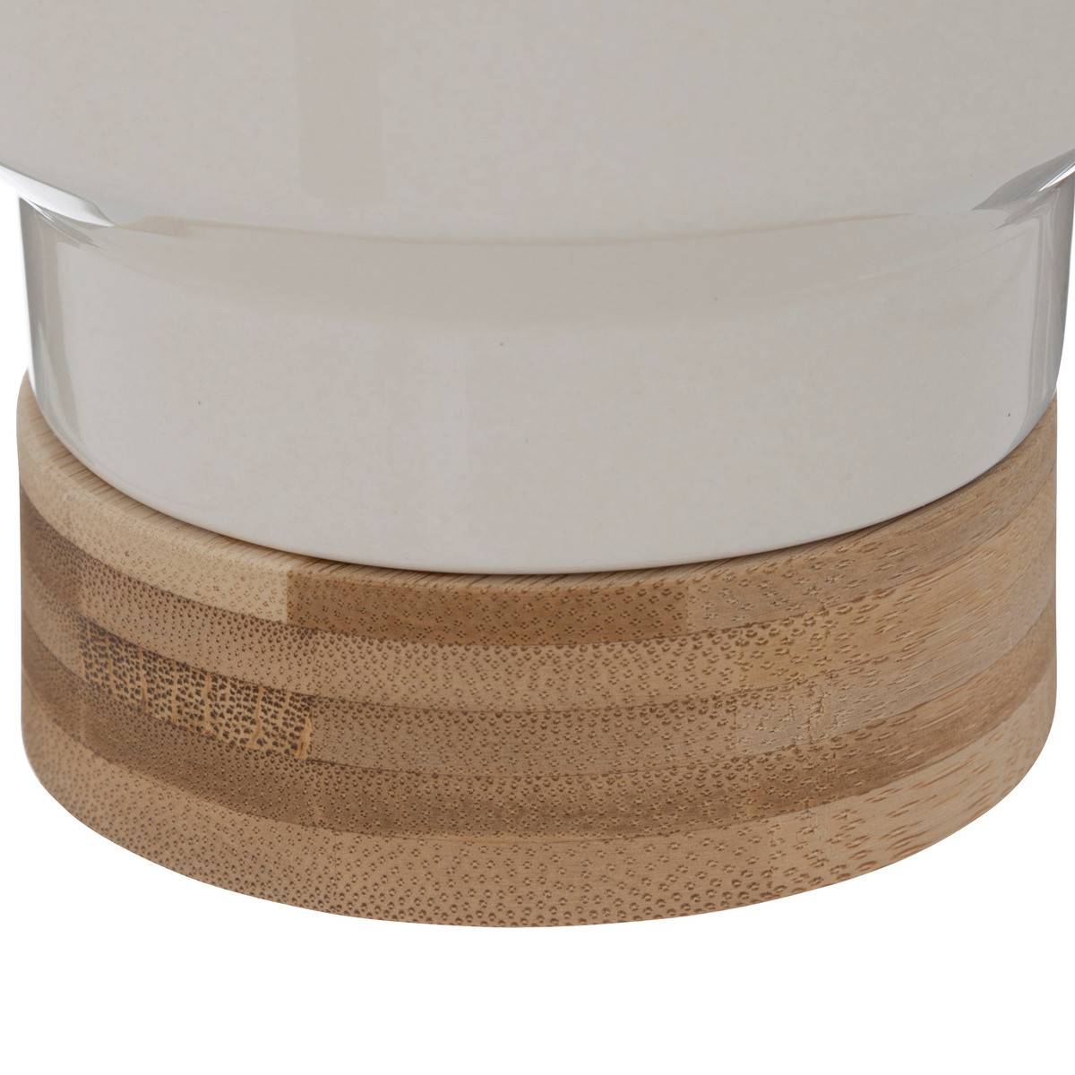 Plante artificielle pot en céramique Blanc cassé et Bambou H 26 cm - Imagen 3