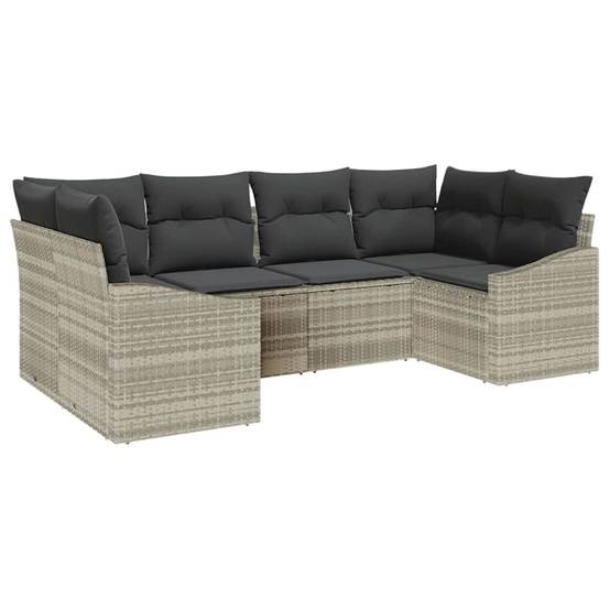ComfortXL - Salon de jardin 6 places en polyrotin modulable avec rangement intégré et table relevable pour jardin Gris Clair – ComfortXL Outdoor Living - Image 2