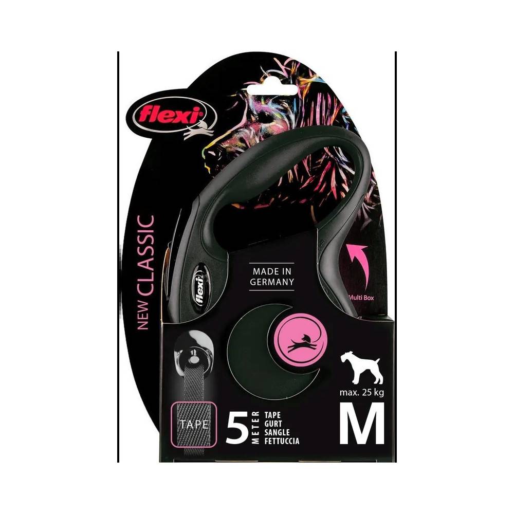 Flexi - Laisse sangle 5 mètres M Max 25 KG noir laisse pour chien - Imagen 2