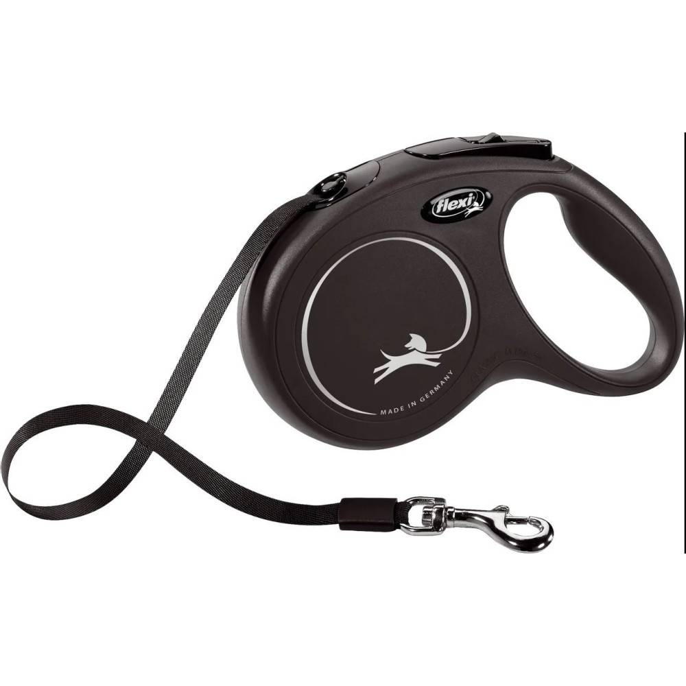 Flexi - Laisse sangle 5 mètres M Max 25 KG noir laisse pour chien