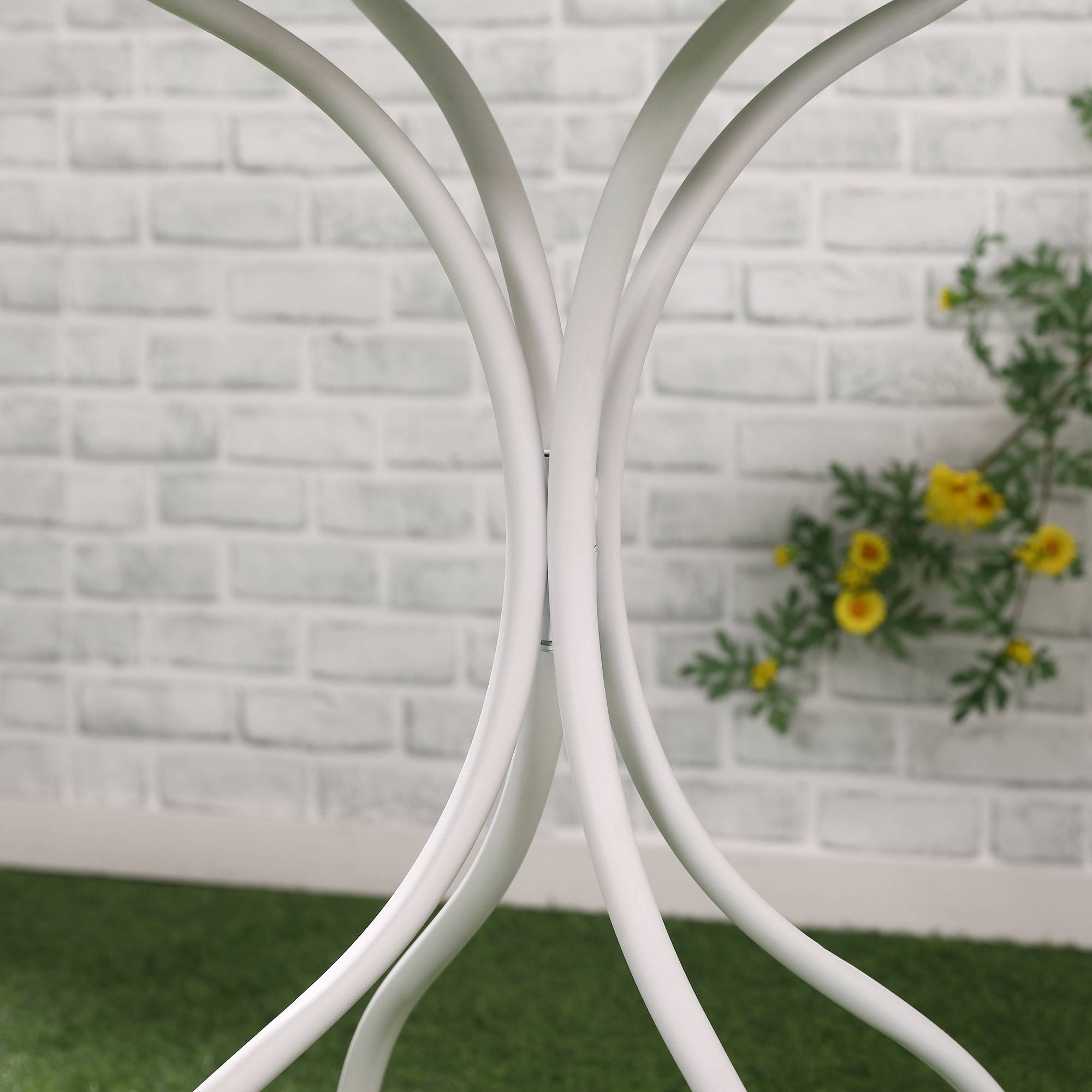 Outsunny - Ensemble de jardin bistro 3 pièces 2 chaises pliantes et table ronde - métal époxy, plateau mosaïque - blanc - Outsunny - Imagen 8