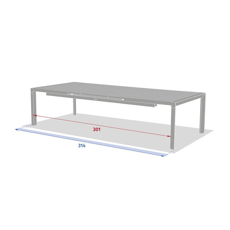 Hesperide - Table de jardin extensible "Évasion" effet bois lin & argile 14 places lates en aluminium - Hespéride - Image 10