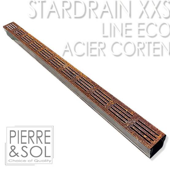 Caniveau XXS MINI L 6,5 cm Grille acier Corten - StarDrain - LINE ECO - Caniveau de 100 cm - Image 1