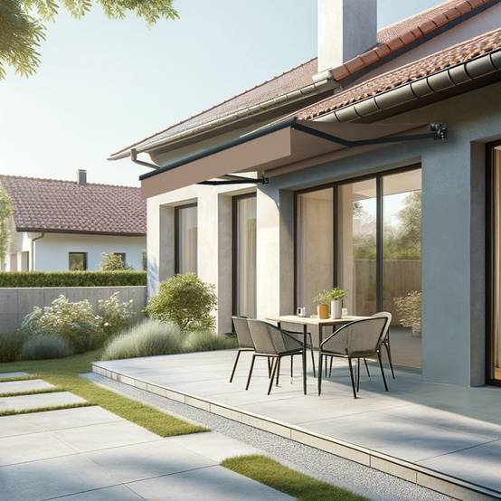 Store banne loggia LOCUS 3,00x2,00m (Motorisé et Interrupteur - Taupe - Gris anthracite) - Alia Productions - Imagen 1