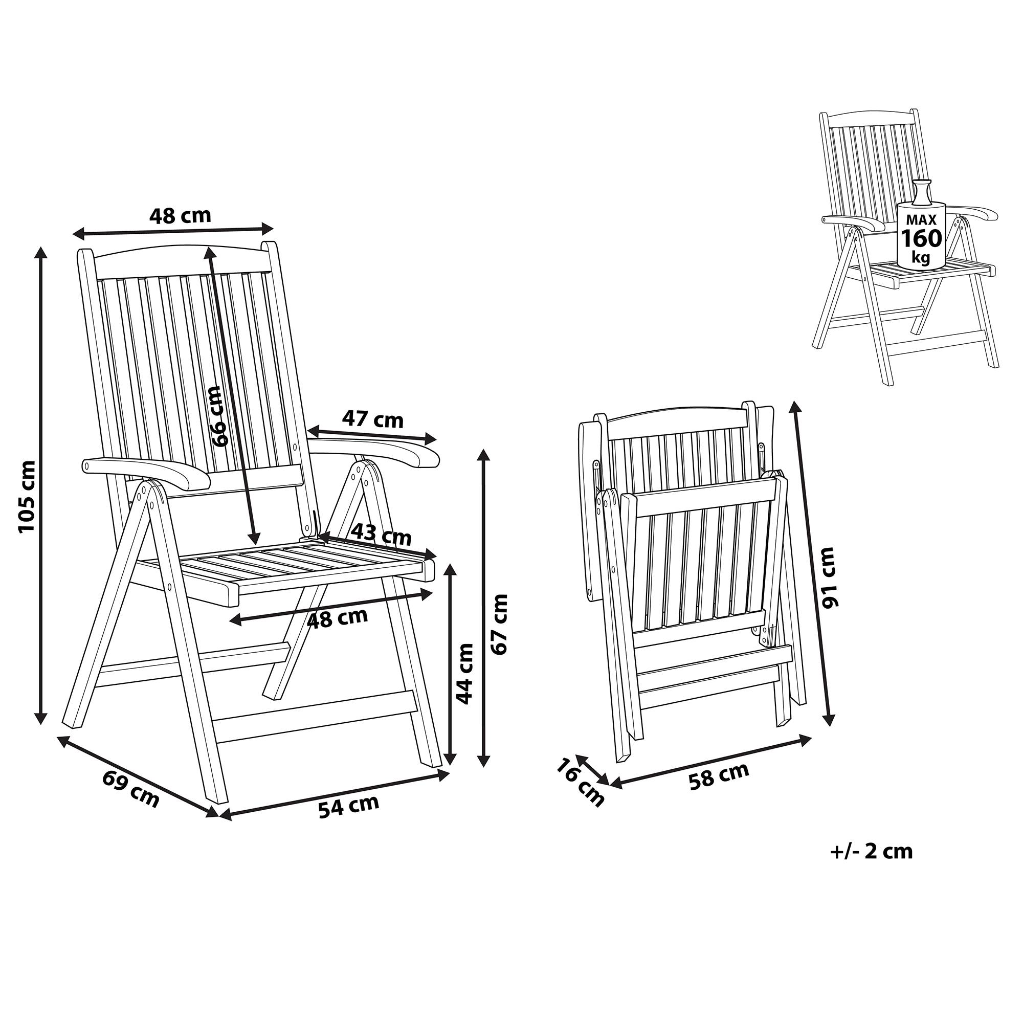 Beliani - Chaise Metteur en Scène Marron en Bois d'Acacia Transat Inclinable Résistant pour Jardin ou Terrasse au Style Méditerranéen - Imagen 3