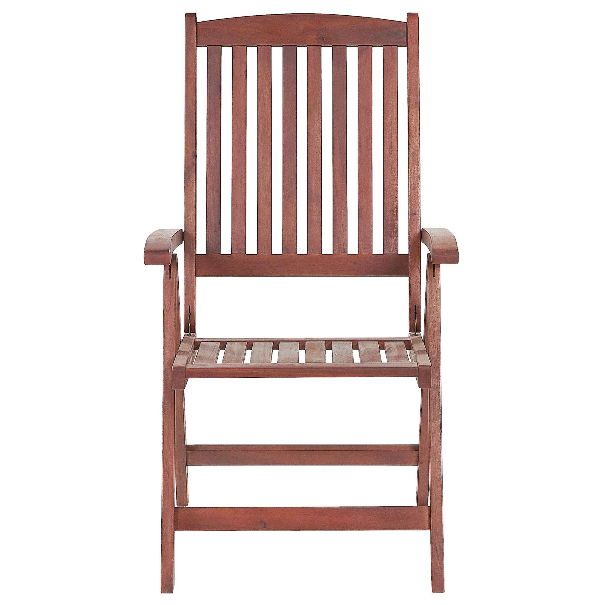 Beliani - Chaise Metteur en Scène Marron en Bois d'Acacia Transat Inclinable Résistant pour Jardin ou Terrasse au Style Méditerranéen - Imagen 5