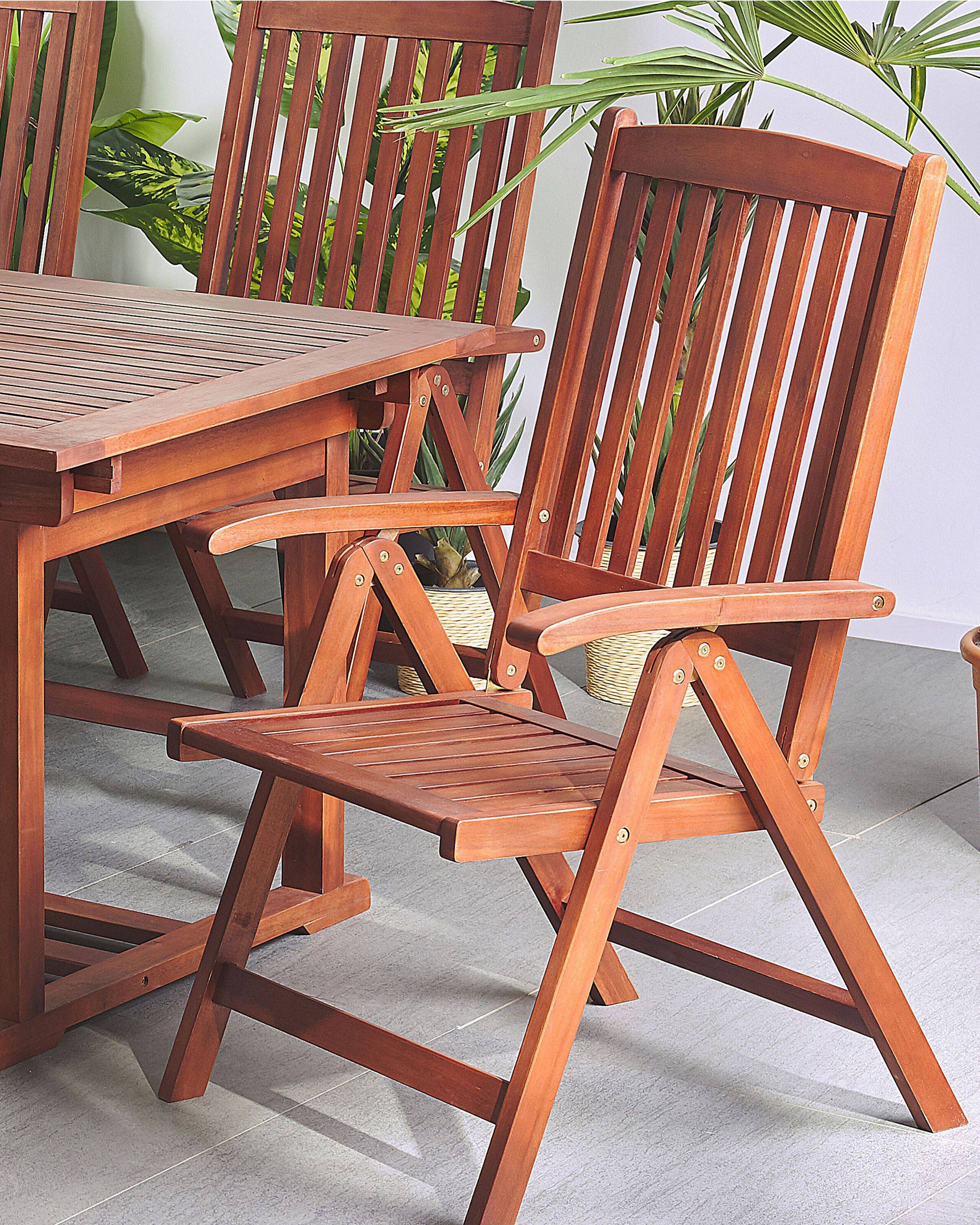 Beliani - Chaise Metteur en Scène Marron en Bois d'Acacia Transat Inclinable Résistant pour Jardin ou Terrasse au Style Méditerranéen - Imagen 2