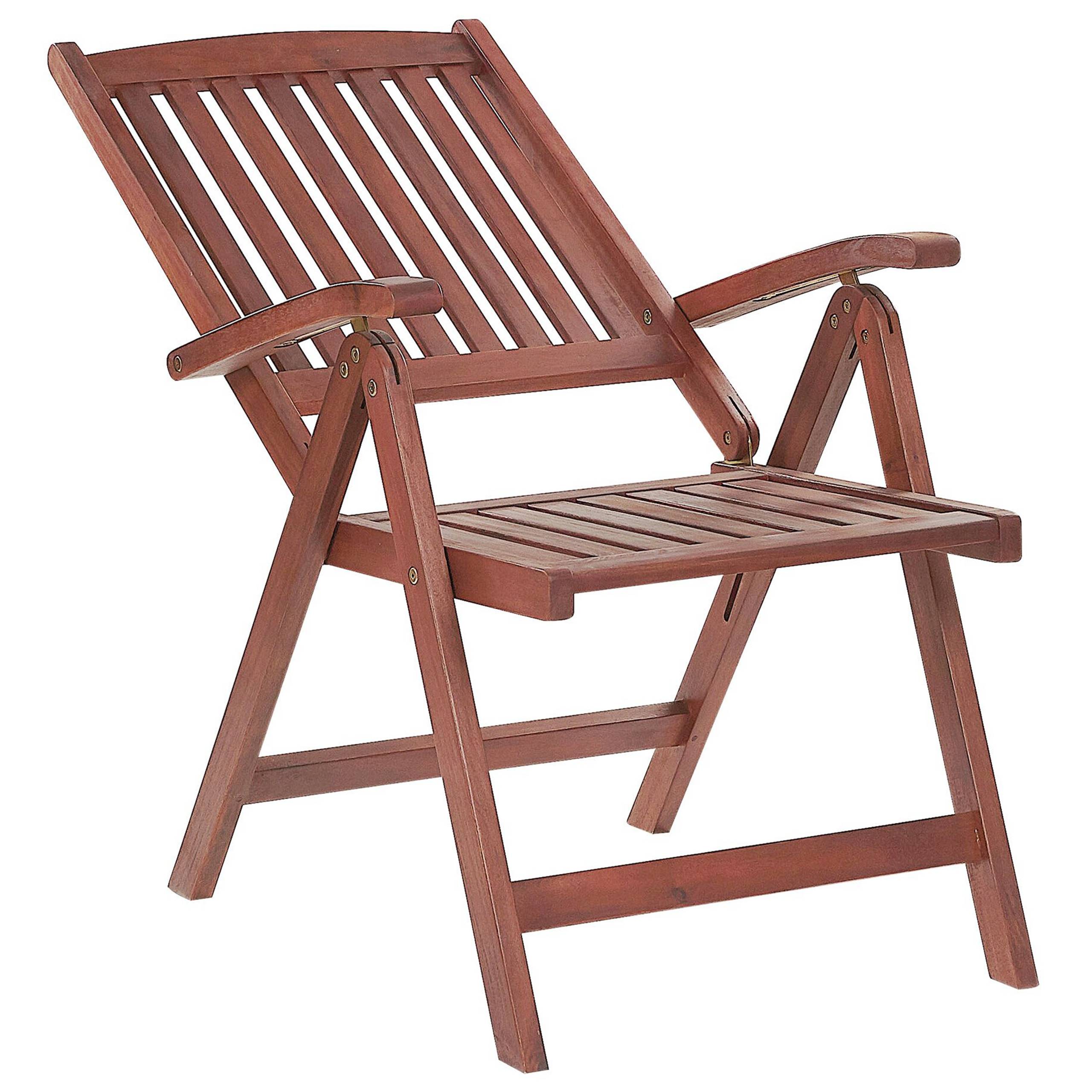 Beliani - Chaise Metteur en Scène Marron en Bois d'Acacia Transat Inclinable Résistant pour Jardin ou Terrasse au Style Méditerranéen - Imagen 4