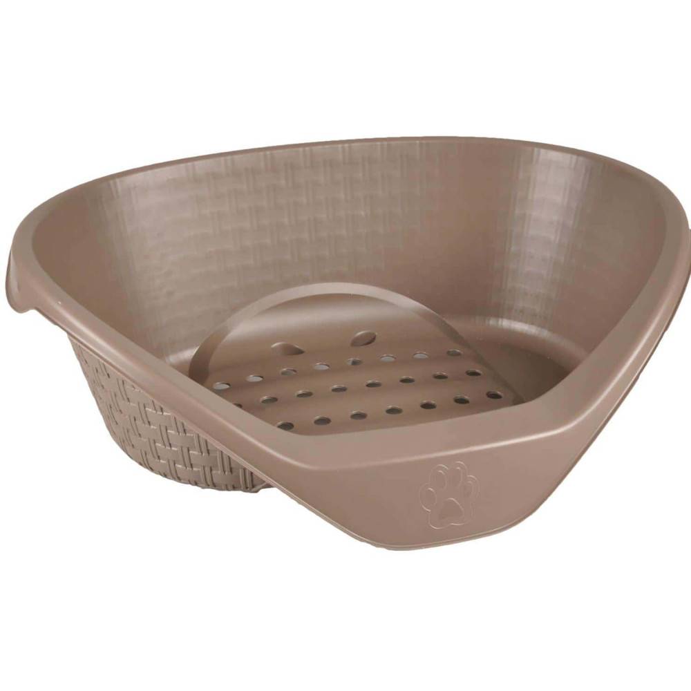 Panier aspect rotin 60 x 44 x 21 cm H gamme Nido couleur taupe pour chien - Image 1