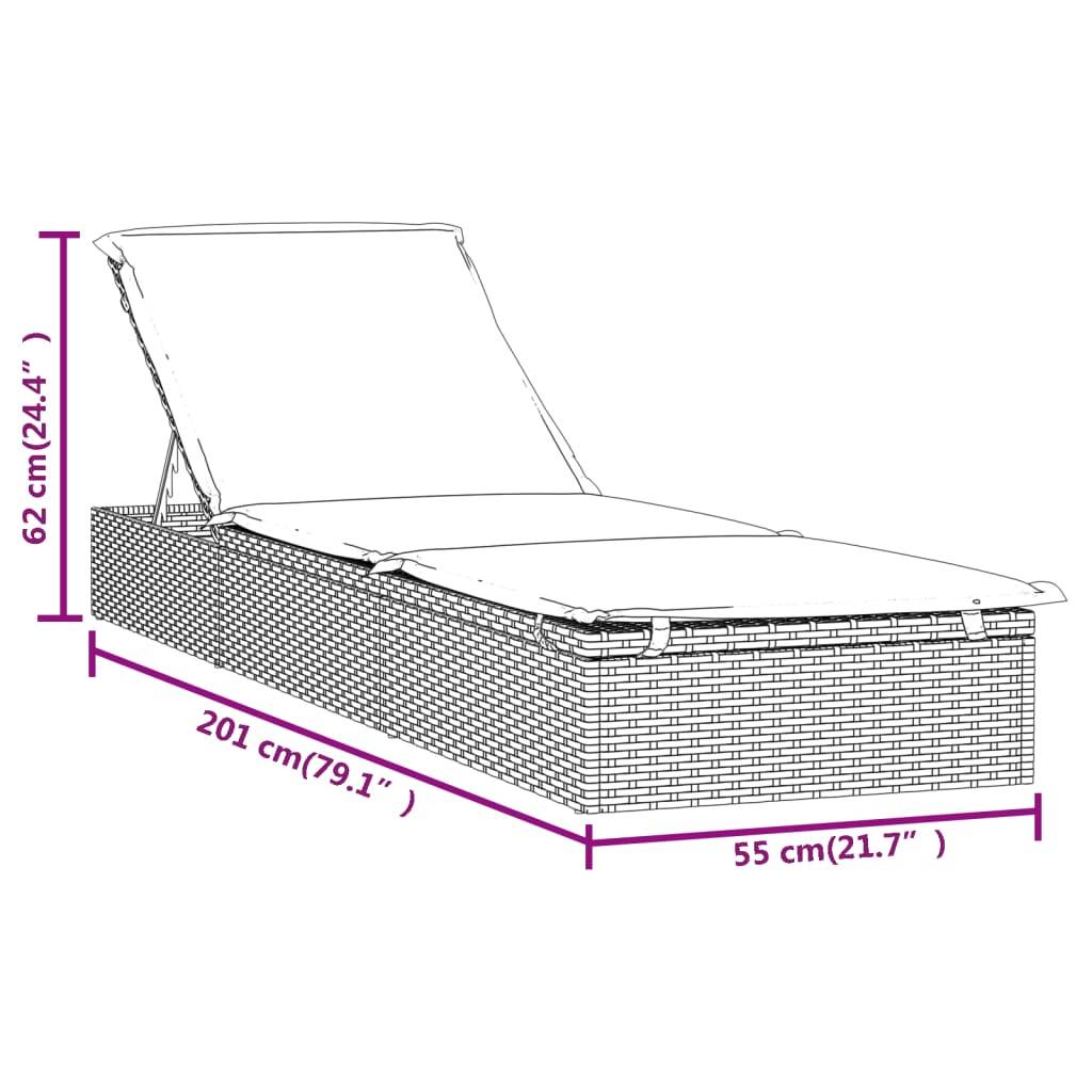 Helloshop26 - Transat chaise longue bain de soleil avec table résine tressée noir - Imagen 8
