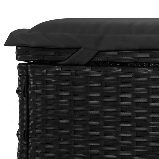 Helloshop26 - Transat chaise longue bain de soleil avec table résine tressée noir - Imagen 7